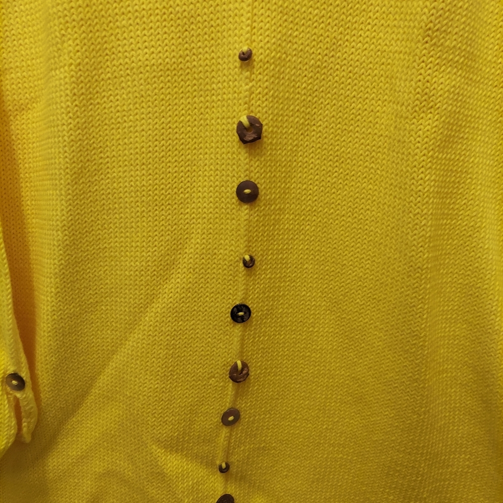 Pure Handknit 100% cotton womans sweater vibrant yellow size 3X - Picture 2 of 12